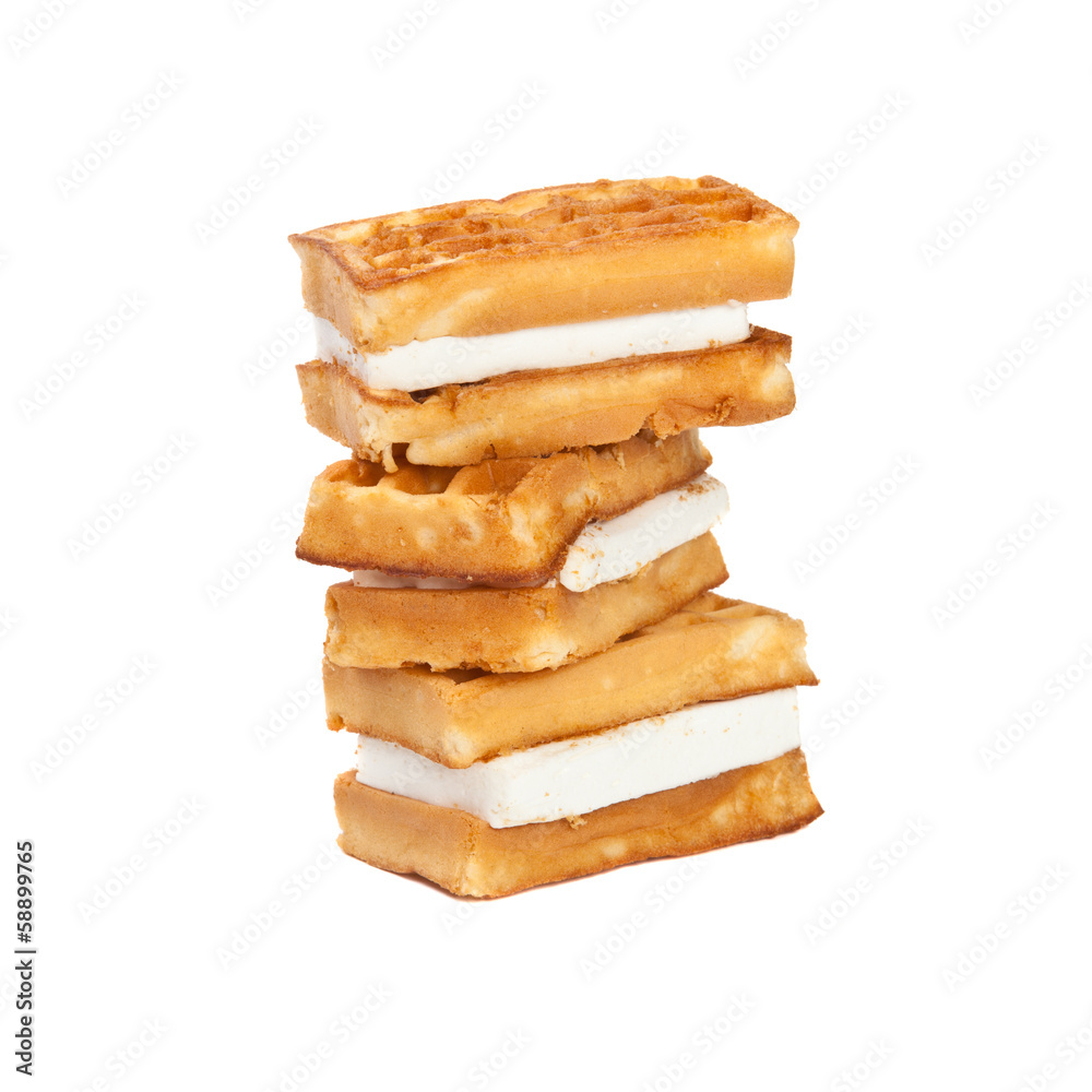 Viennese wafers with filling on white background Viennese wafers with filling on white background