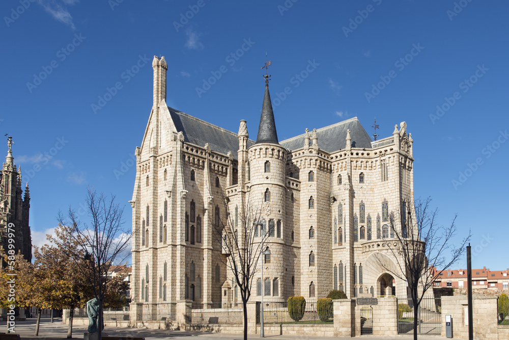 Episcopal palace of Astorga, Leon, Castilla, Spain.