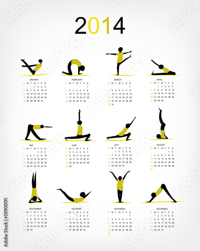 Yoga calendar 2014 for your design