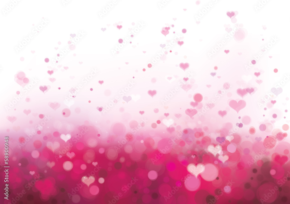 Vector pink background with hearts. - obrazy, fototapety, plakaty 