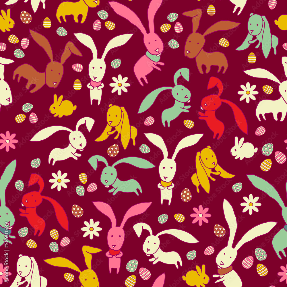 Background with Easter bunnies and eggs