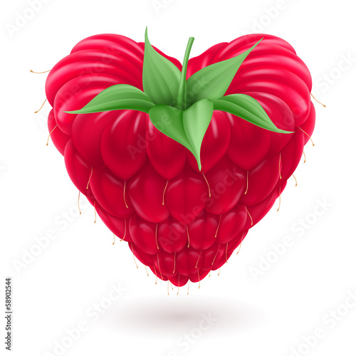 Raspberry in heart shape.