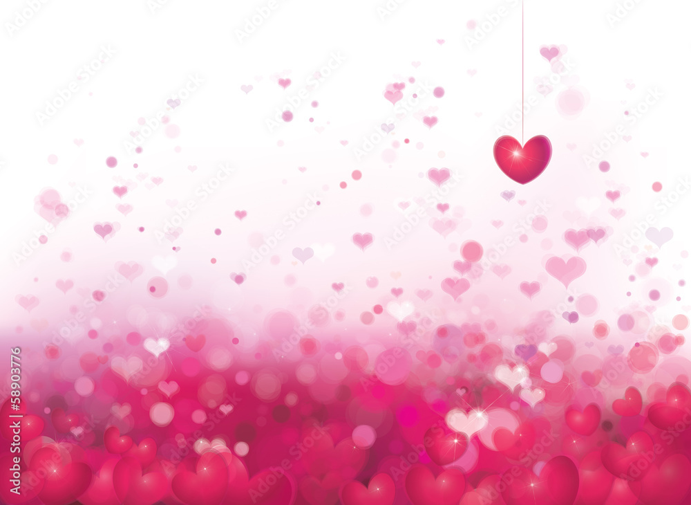 Vector pink background with hearts.
