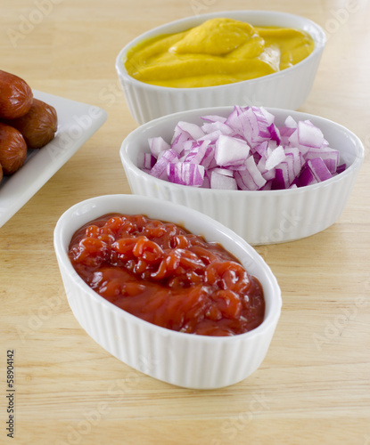 condiments ketchup onion mustard