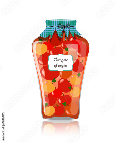 Glass jar of preserved apples