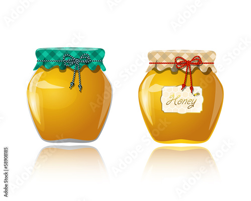 Glass jar with honey