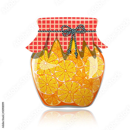 Glass jar of preserved orange jam