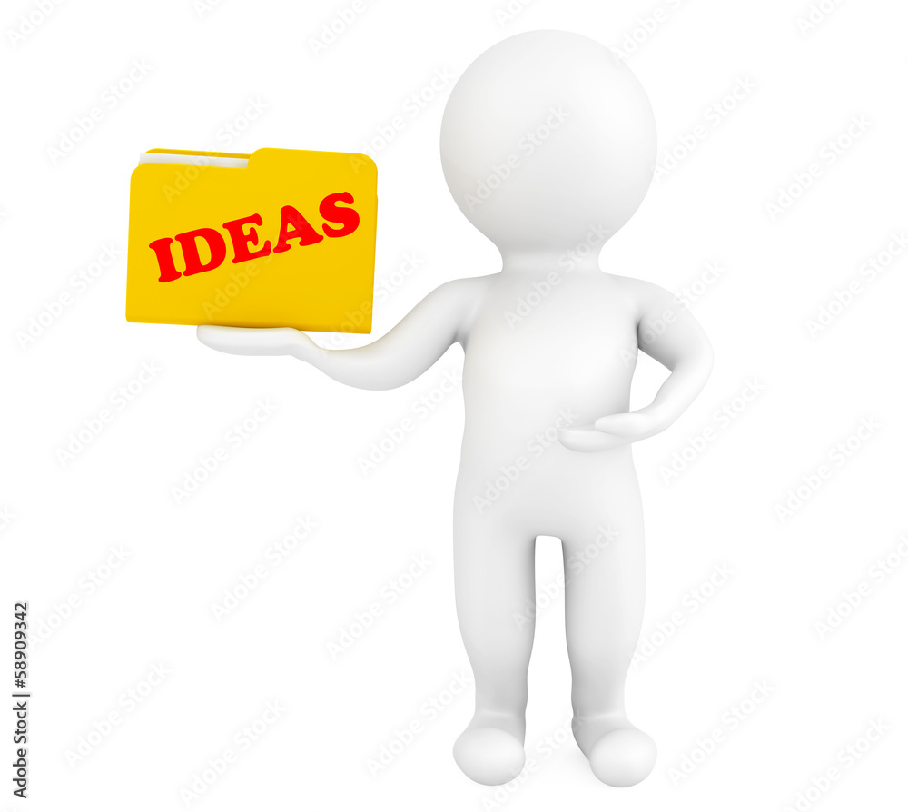 3d person with folder and Ideas sign 3d person with folder and Ideas sign