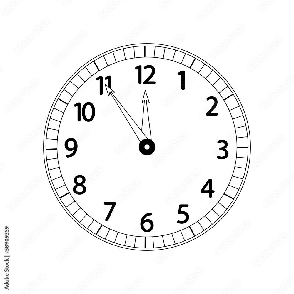 Monochrome clock, isolated on white background Monochrome clock, isolated on white background