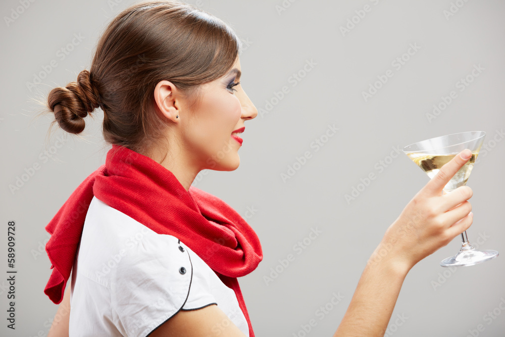 Young celebrating woman. Beautiful model portrait isolated Young celebrating woman. Beautiful model portrait isolated