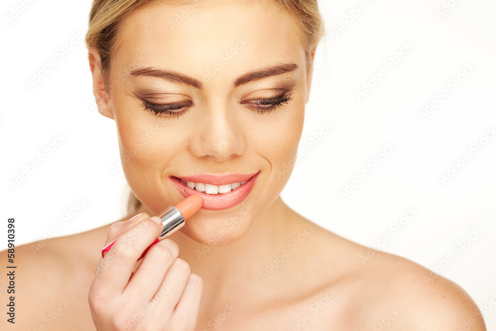 Pretty young woman with lipstick Pretty young woman with lipstick