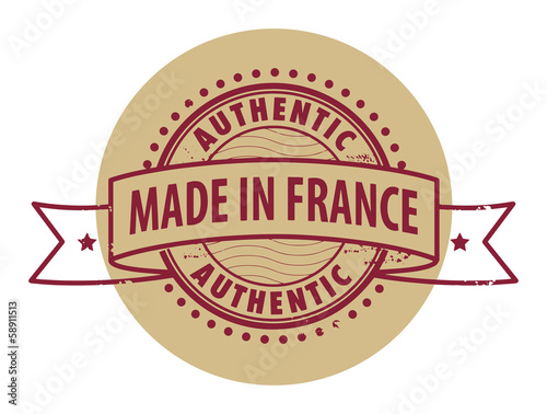 Stamp with the text Authentic, Made in France, vector