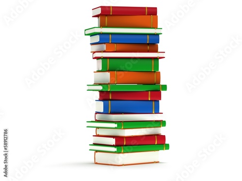 Stack of Books on white background. 3d render