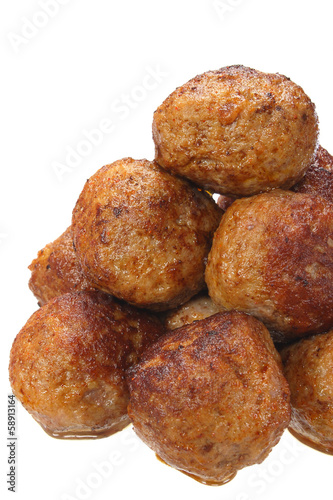Fried pork meatballs on white background