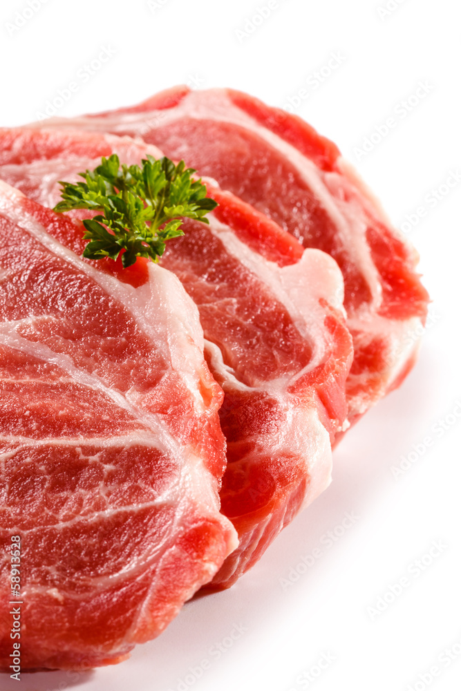 Fresh raw pork on white background Fresh raw pork on white background