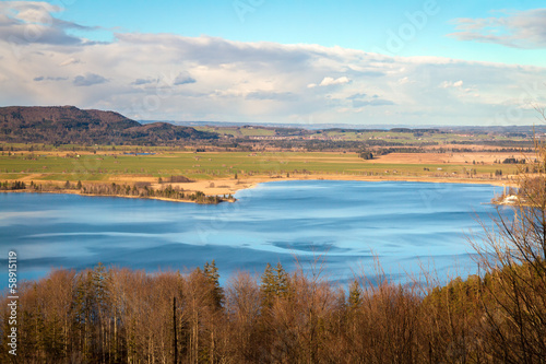 Lake Kochel  Kochelsee  in Bavaria on a sunny winter day  German