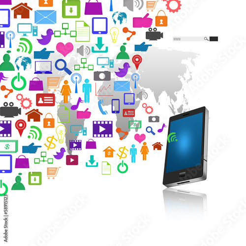 Mobile phone With Colorful application icon