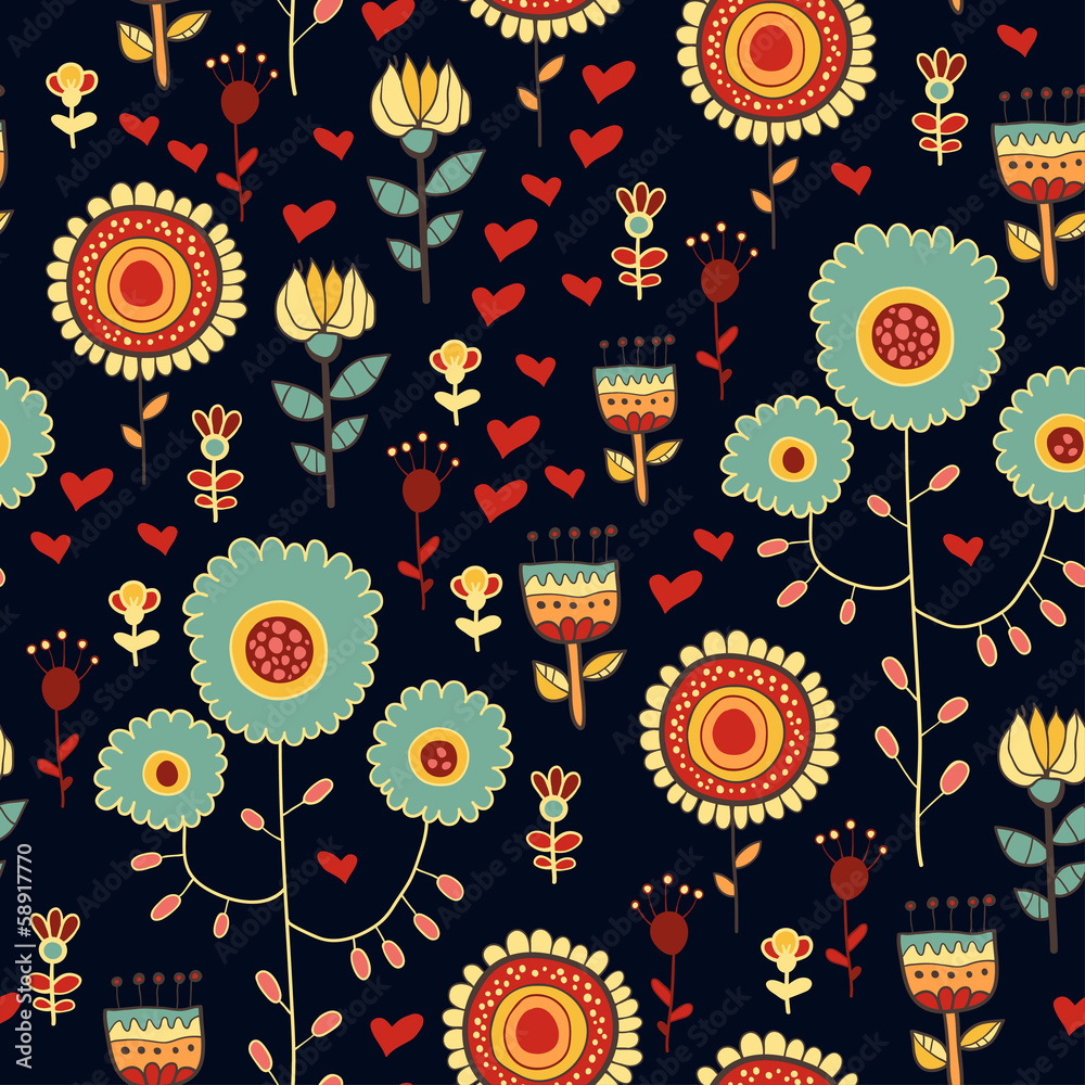 Seamless with flowers, hand drawing, vector. Seamless with flowers, hand drawing, vector.