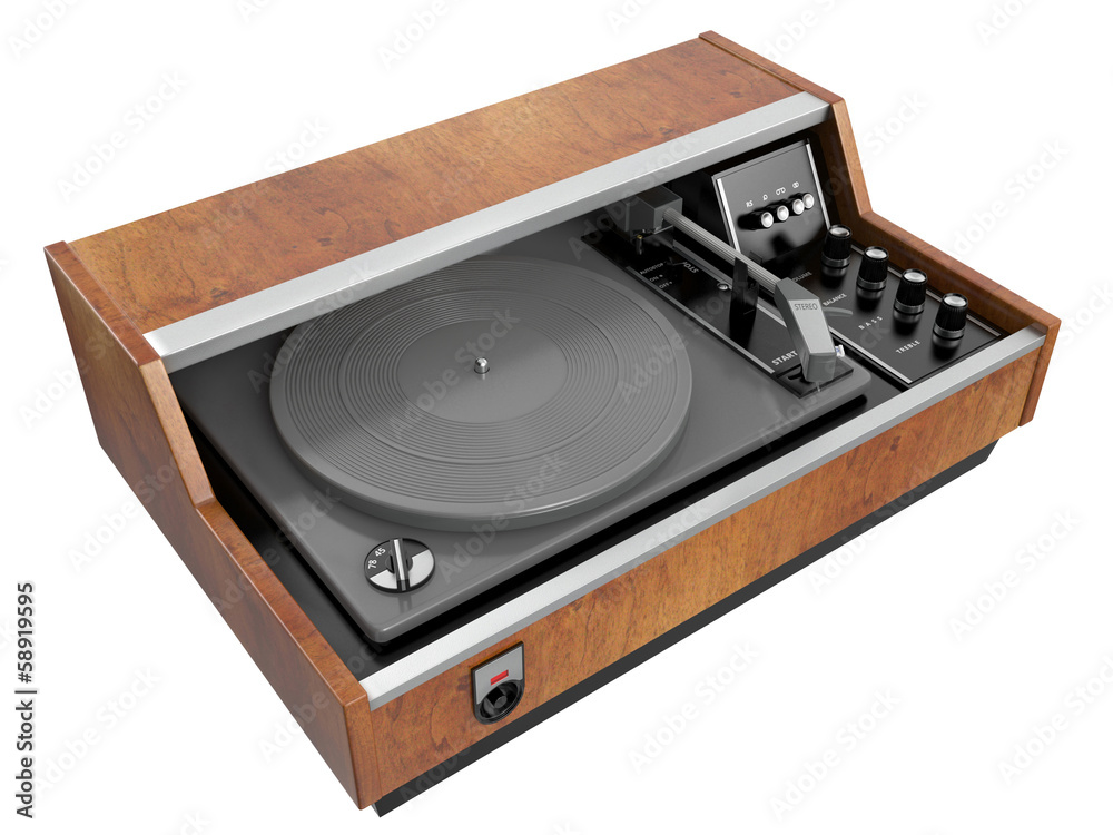 Old record player. 3D isolated Old record player. 3D isolated