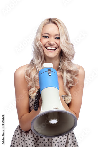 Woman with megafone