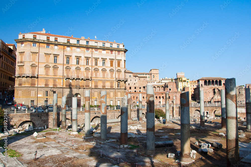 The forum of Trajan and the Trajan's market. Rome, Italy.