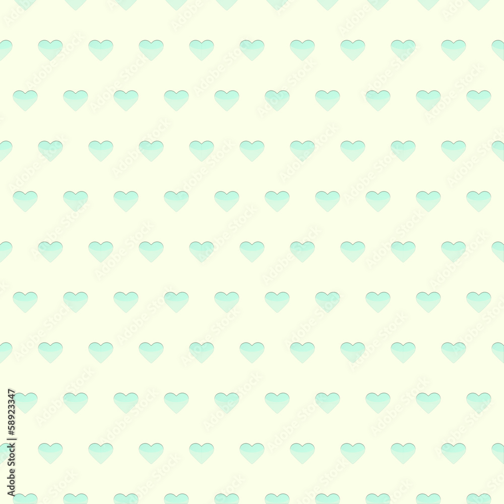 Seamless pattern cyan hearts on a yellow background Seamless pattern cyan hearts on a yellow background
