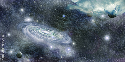 Fototapeta galaxy in space and planets