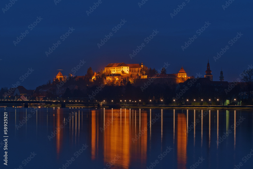 Old castle of Ptuj, Slovenia, Long exposure by night