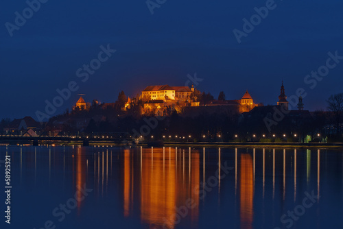 Old castle of Ptuj, Slovenia, Long exposure by night photo
