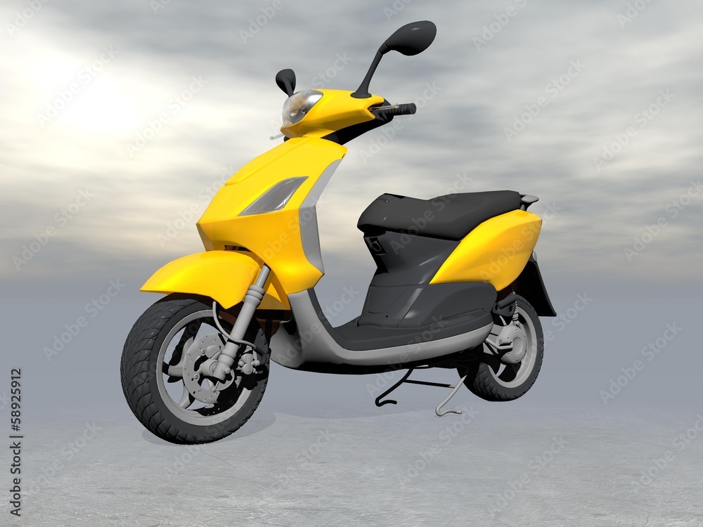 Yellow scooter - 3D render