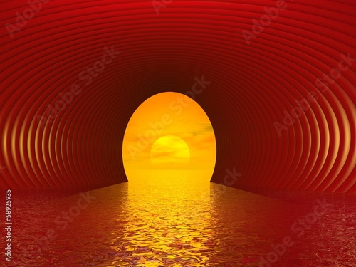 Tunnel to the sun - 3D render