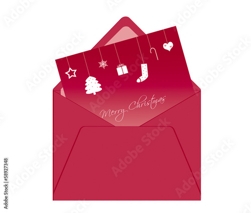 Postal de Navidad con sobre y tarjeta con adornos