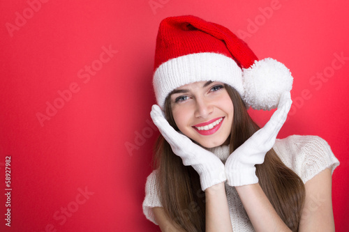 Cute teenage Christmas girl posing