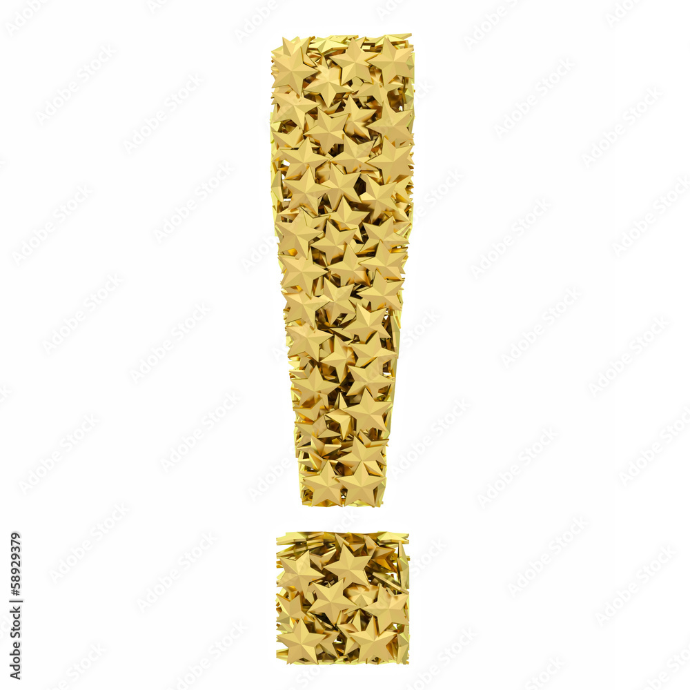 Exclamation mark composed of golden stars isolated on white Exclamation mark composed of golden stars isolated on white