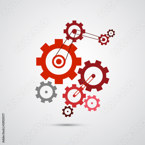 abstract vector cogs, gears isolated on grey background
