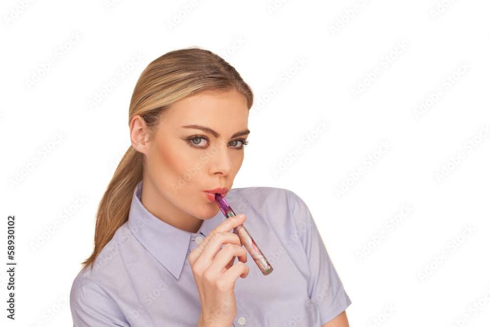 Young Woman Smokin Electic Cigarette Young Woman Smokin Electic Cigarette