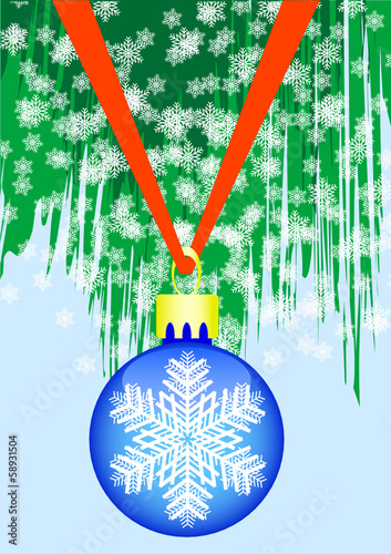 Ball on green spruce