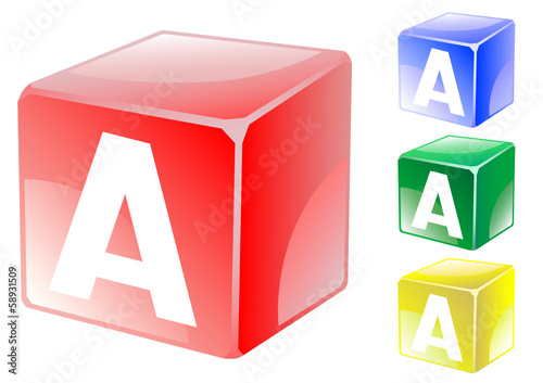 Letter a in cube