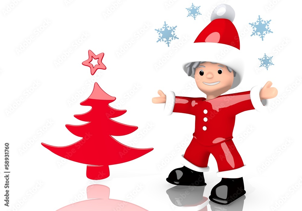 Fototapeta premium abstract christmas tree symbol presented by mini santa claus