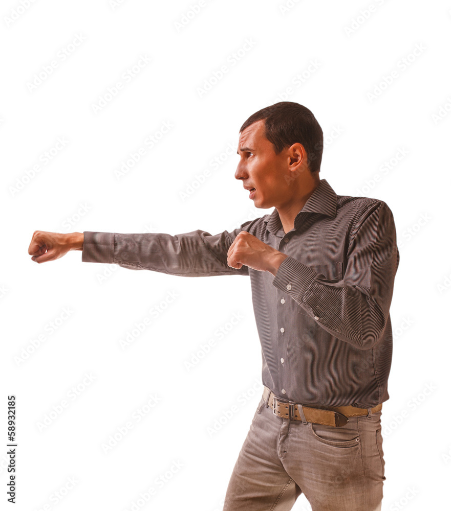 angry evil man fights set forth fists isolated on white backgrou angry evil man fights set forth fists isolated on white backgrou