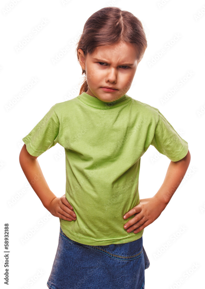 Angry kids evil girl shows fists experiencing anger and isolated Angry kids evil girl shows fists experiencing anger and isolated