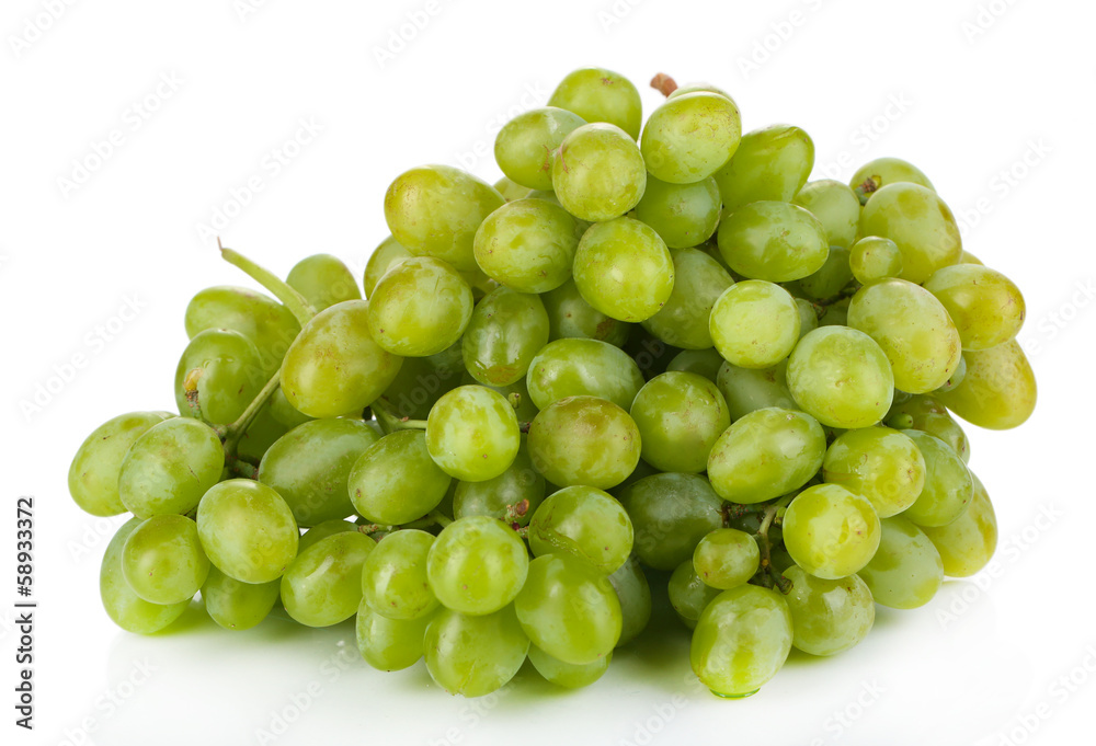 Ripe green grapes isolated on white Ripe green grapes isolated on white