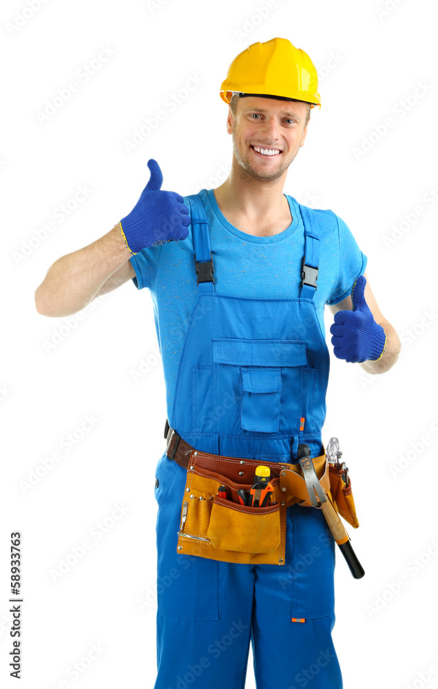 Portrait of young foreman isolated on white Portrait of young foreman isolated on white