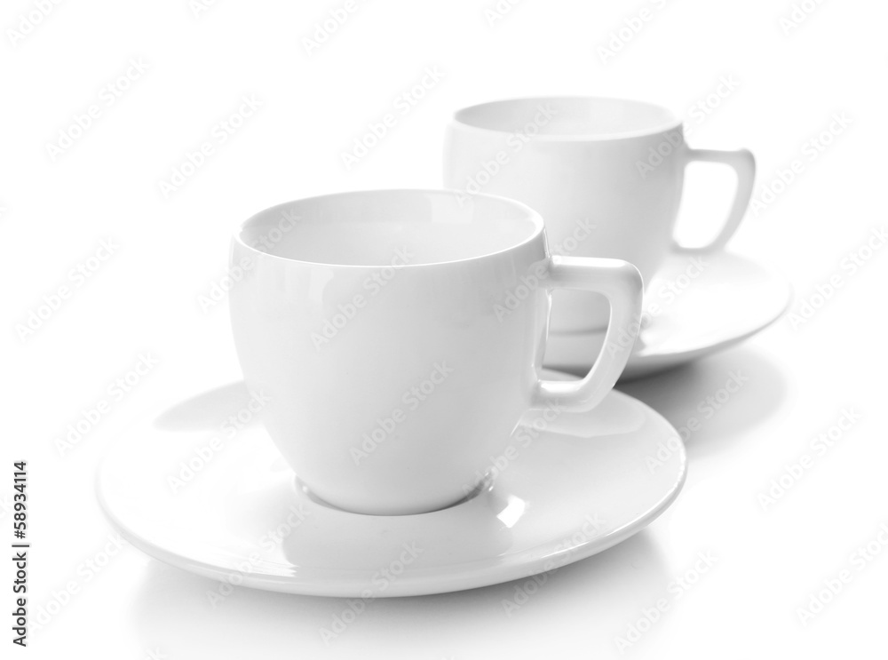White cups isolated on white White cups isolated on white