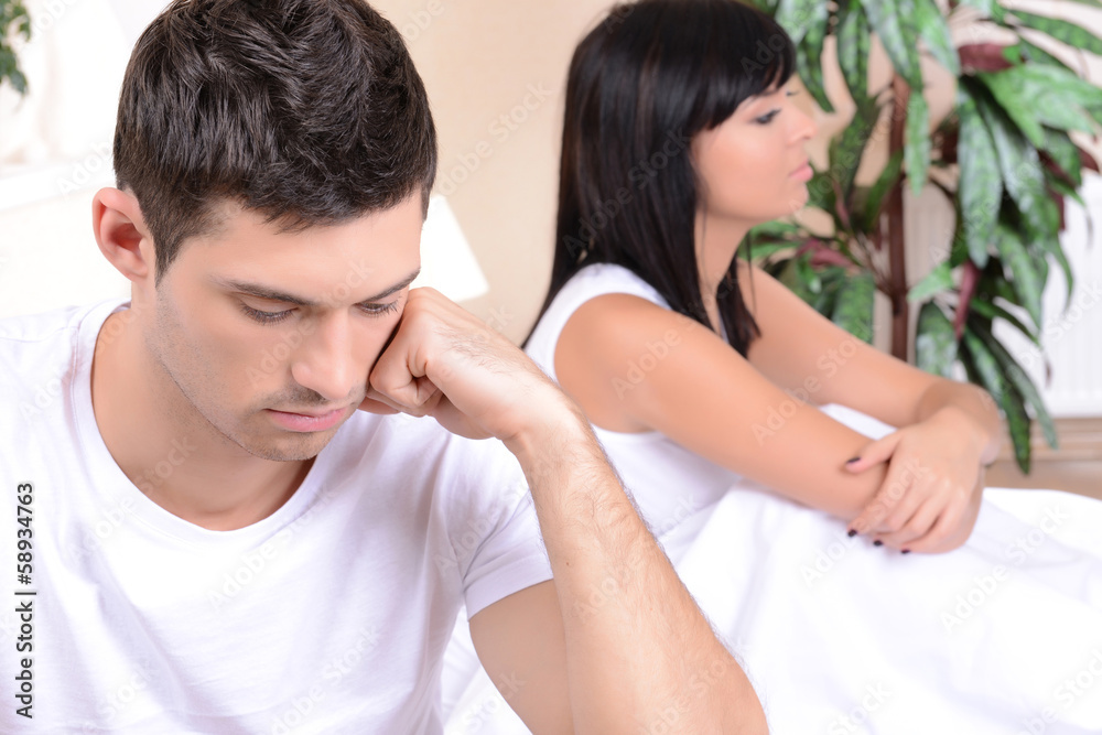 Offended couple in bed Offended couple in bed