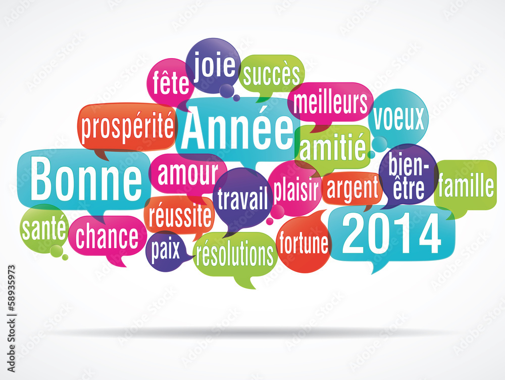 nuage de mots bulles : bonne année 2014 (cs5)