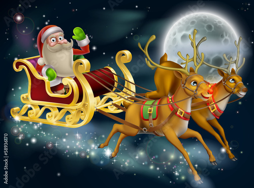 Santa Claus Sleigh Scene
