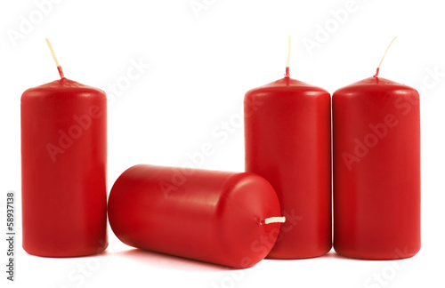Red wax candle composition isolated