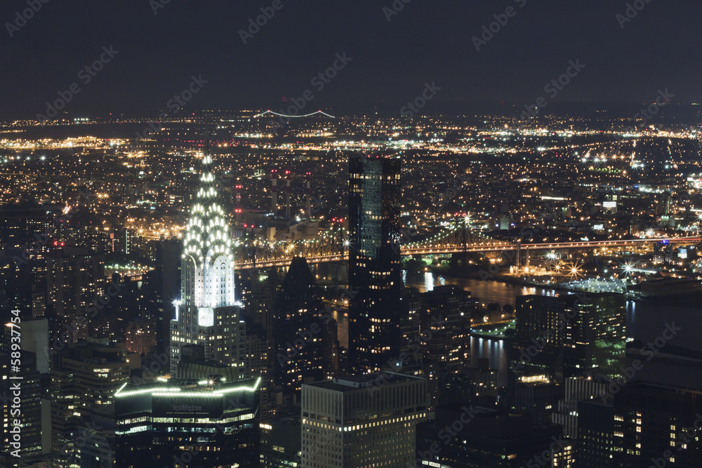 New York City - night view - obrazy, fototapety, plakaty 