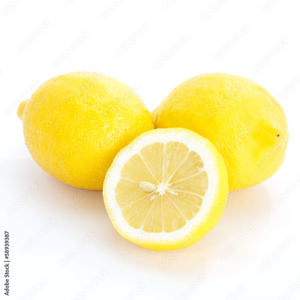 Fresh lemon isolated on white